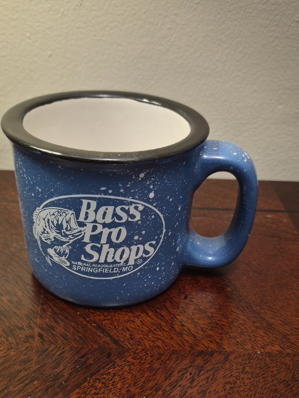 Bass Pro Shops Blue Speckled Ceramic Mug with‎ Black Rim